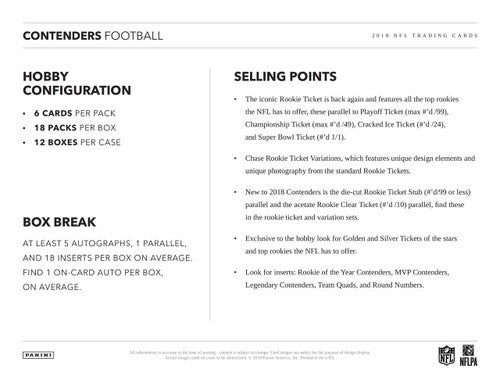 2018 Panini Contenders Football Hobby Box