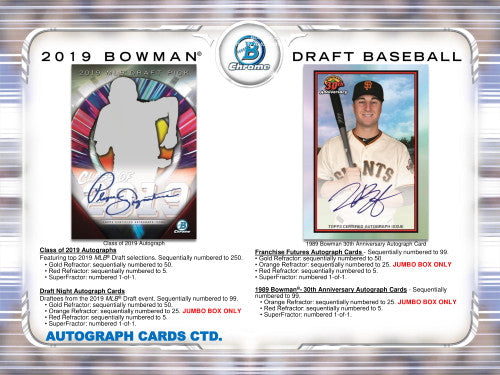 2019 Bowman Draft Baseball Jumbo Box