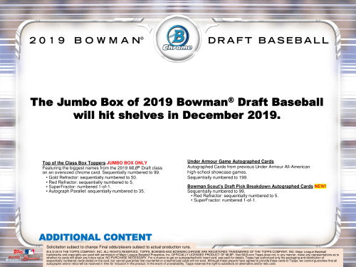 2019 Bowman Draft Baseball Jumbo Box