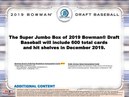 2019 Bowman Draft Baseball Hobby Super Jumbo Box