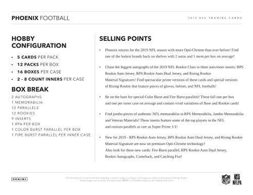 2019 Panini Phoenix Football Hobby Box