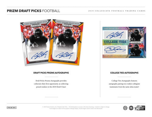 2019 Panini Prizm Collegiate Draft Picks Football Hobby Box