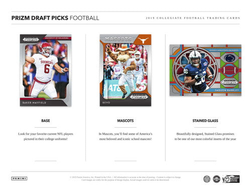 2019 Panini Prizm Collegiate Draft Picks Football Hobby Box