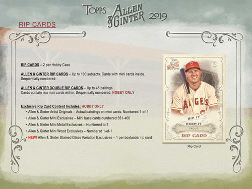 2019 Topps Allen &amp; Ginter Baseball Hobby 12 Box Case