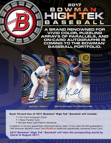 2017 Bowman High Tek Baseball Hobby 12 Box Case