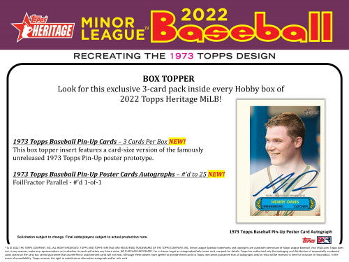 2022 Topps Heritage Minor League Baseball Hobby 12 Box Case