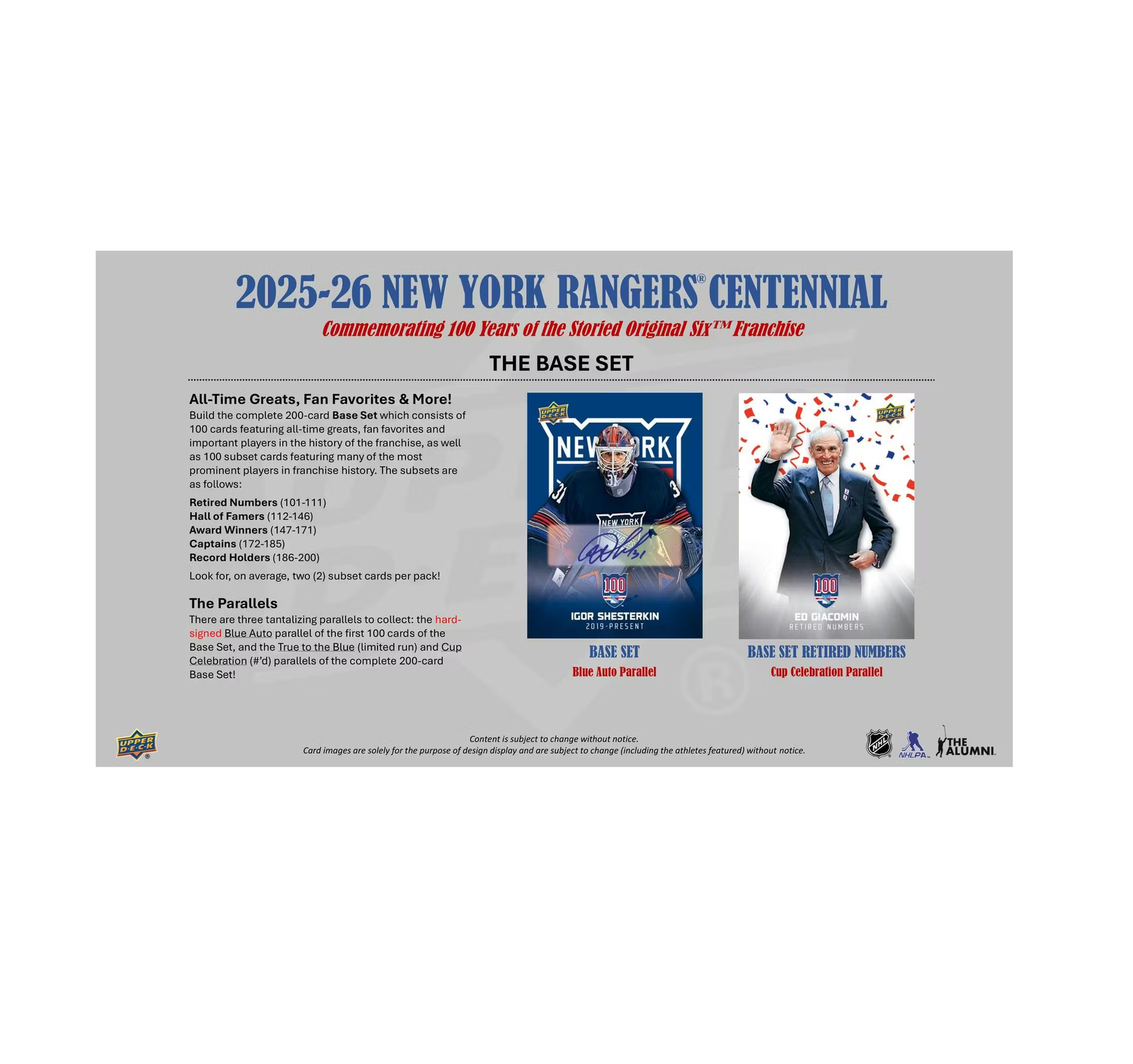 2025-26UpperDeckNewYorkRangersCentennialHockeyHobbyBox4