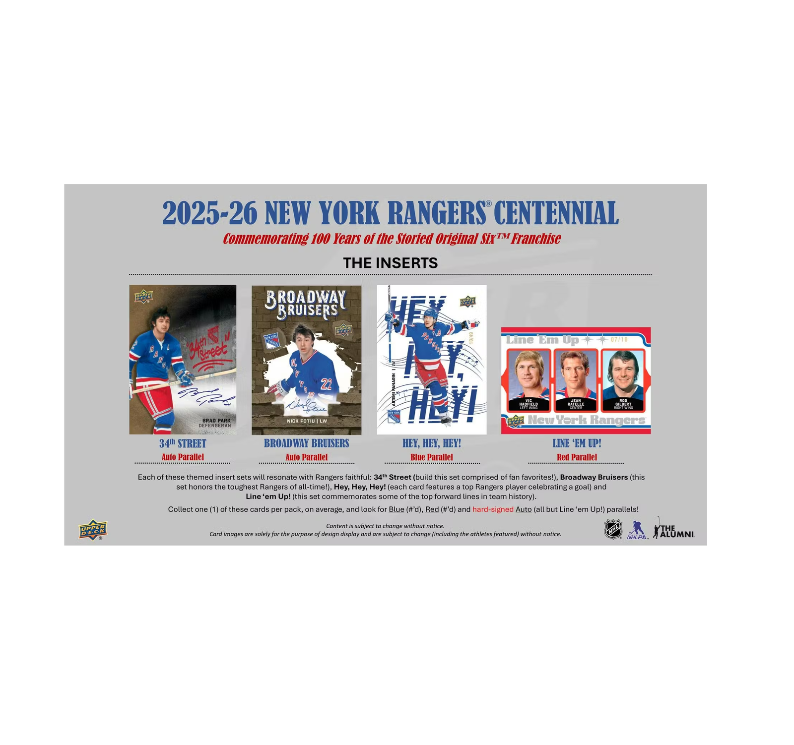 2025-26UpperDeckNewYorkRangersCentennialHockeyHobbyBox5