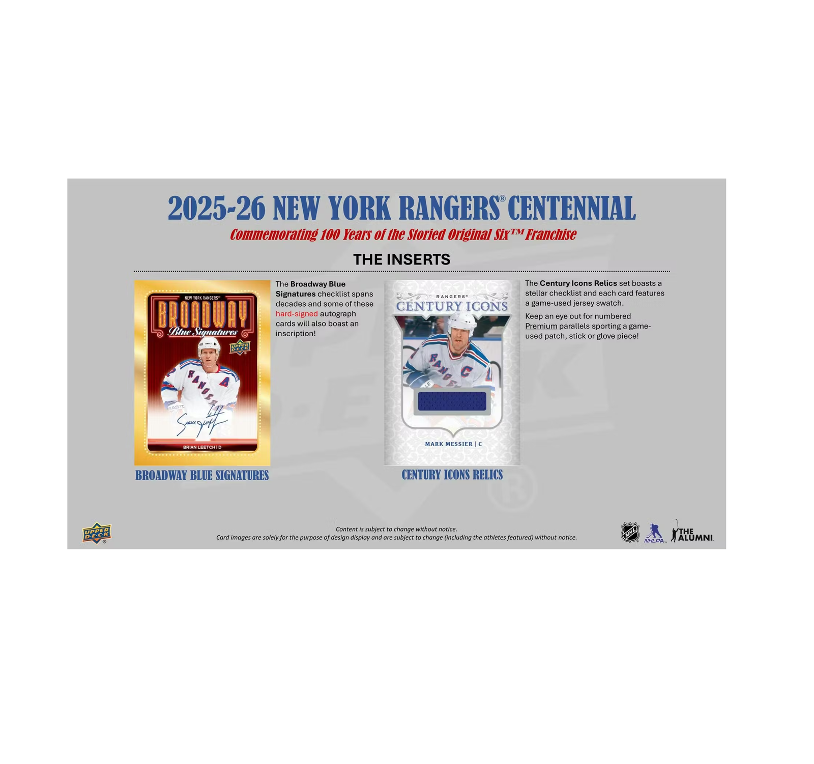 2025-26UpperDeckNewYorkRangersCentennialHockeyHobbyBox6