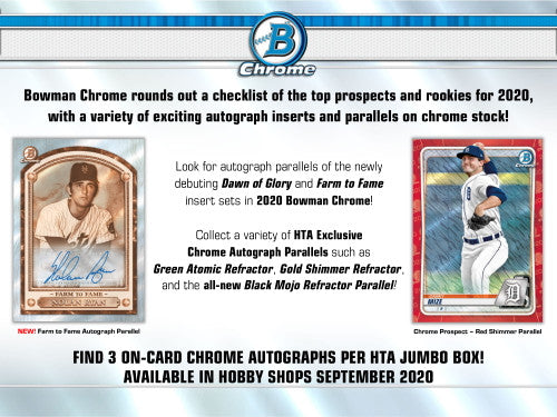 2020 Bowman Chrome Baseball HTA Choice Jumbo Box