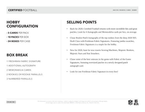 2020 Panini Certified Football Hobby Box