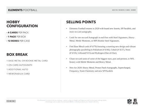 2020 Panini Elements Football Hobby Box