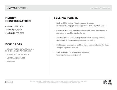 2020 Panini Limited Football Hobby Box