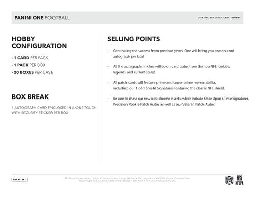 2020 Panini One Football Hobby Box