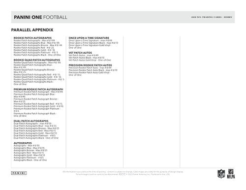 2020 Panini One Football Hobby Box