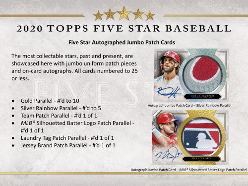2020 Topps Five Star Baseball Hobby 8 Box Case