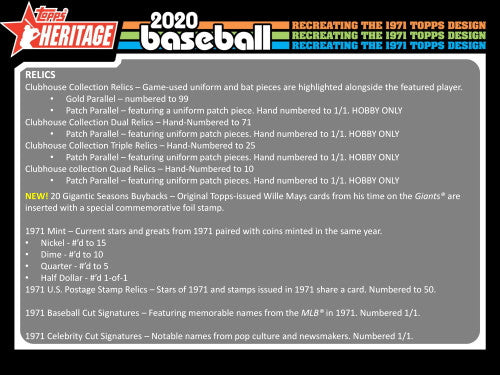 2020 Topps Heritage Baseball Hobby Box