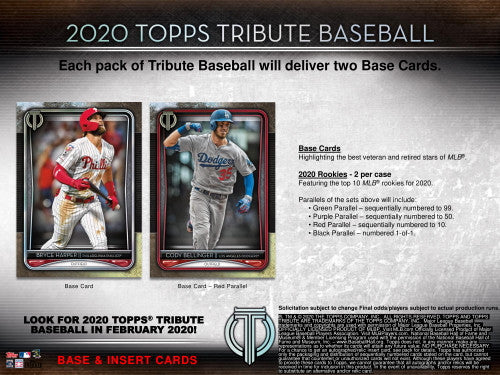 2020 Topps Tribute Baseball Hobby 6 Box Case