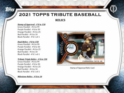 2021 Topps Tribute Baseball Hobby 6 Box Case