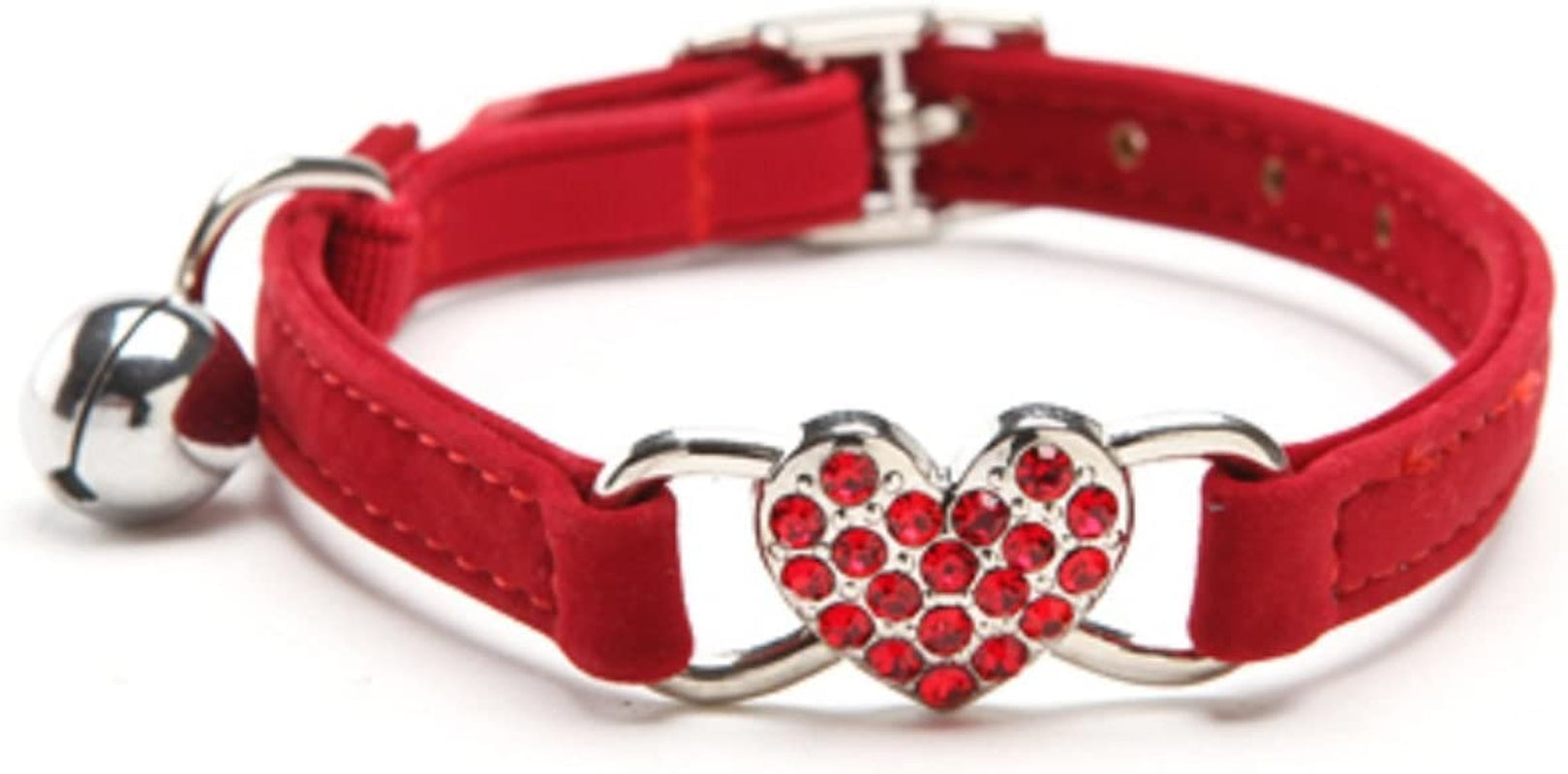 Velvet Cat Collar with Heart Charm and Bell Ravli