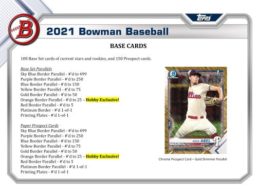 2021 Bowman Baseball Hobby 12 Box Case