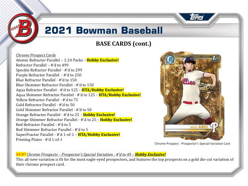 2021 Bowman Baseball Hobby Box