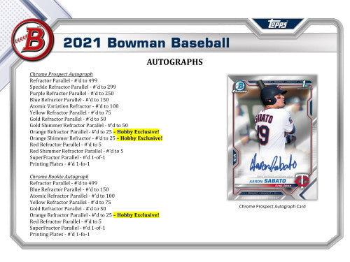2021 Bowman Baseball Hobby Box