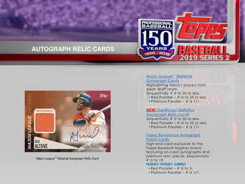 2019 Topps Series 2 Baseball Jumbo 6 Box Case