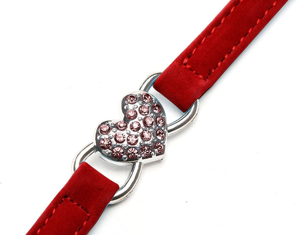Velvet Cat Collar with Heart Charm and Bell Ravli