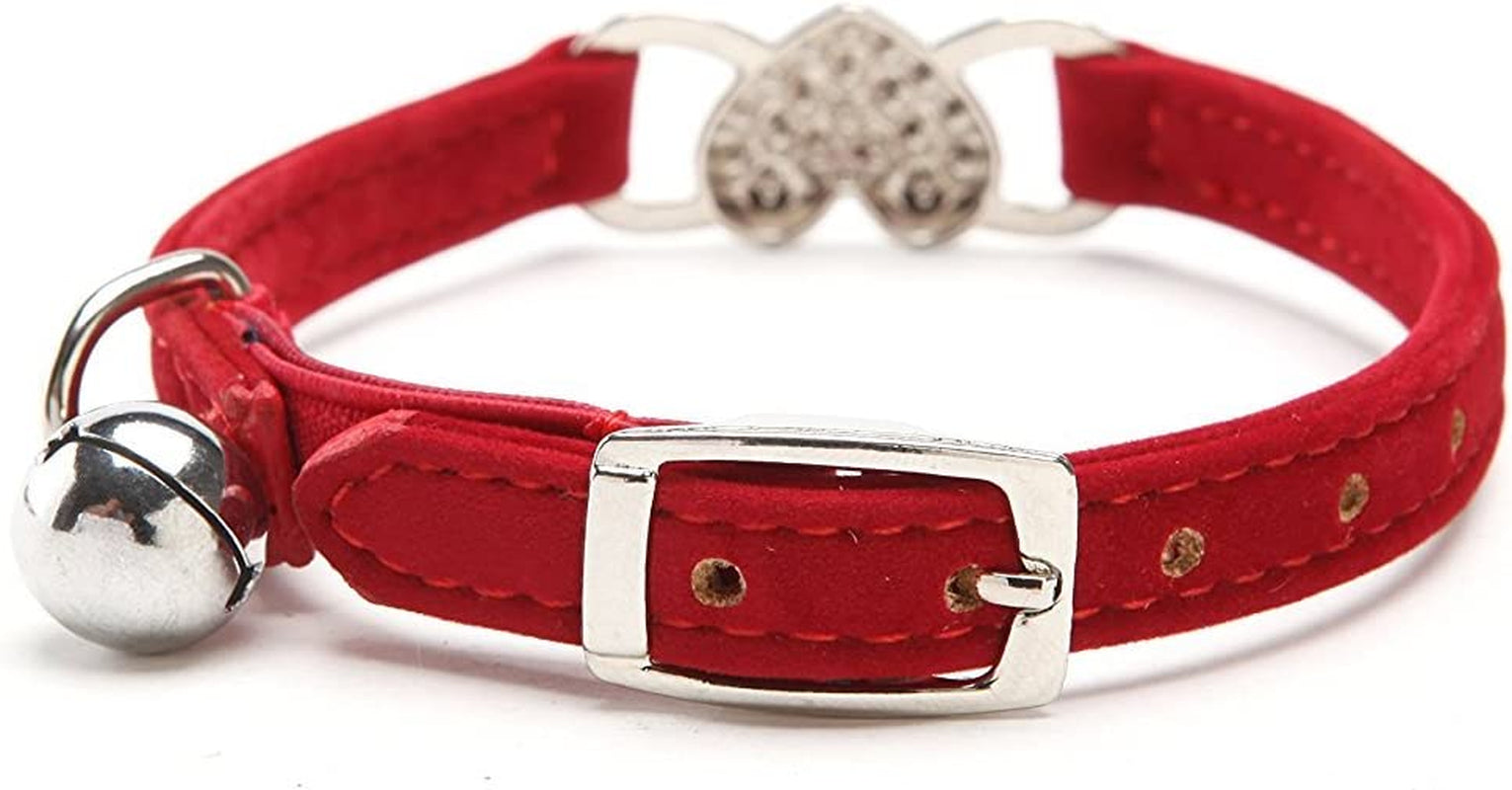 Velvet Cat Collar with Heart Charm and Bell Ravli