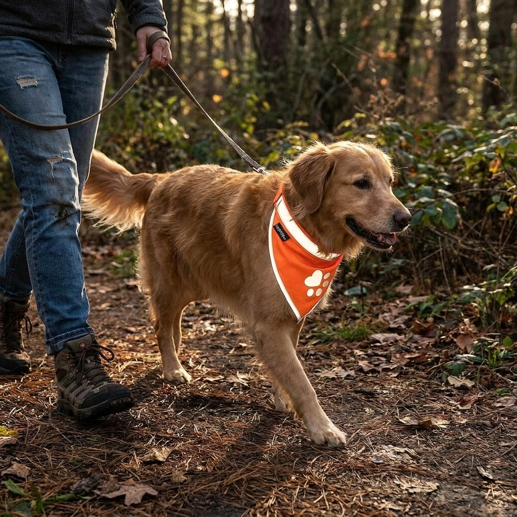 Large Hi-Vis Orange Reflective Dog Bandana Ravli