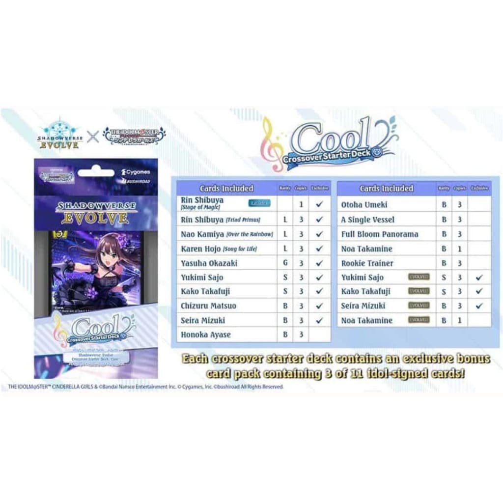 Shadowverse Evolve - Idolmaster Cinderella Girls Starter Deck - Cool